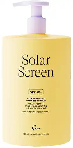 healthylife Gem Solar Screen SPF50+ Hydrating Body Sunscreen Lotion 500ml offer