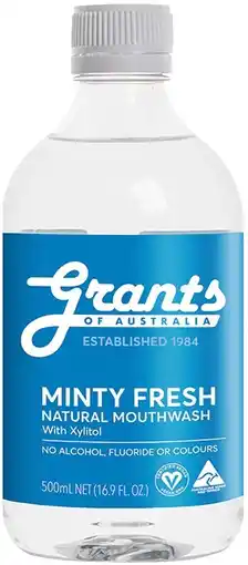 healthylife Grants Natural Minty Fresh Mouthwash With Xylitol 500ml offer