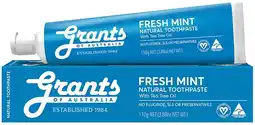 healthylife Grants Natural Toothpaste Fresh Mint Fluoride Free 110g offer