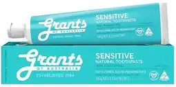 healthylife Grants Natural Toothpaste Sensitive Fluoride Free 100g offer