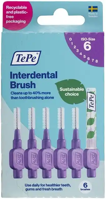 healthylife Tepe Interdental Brush 1.1mm Purple 6 Pack offer