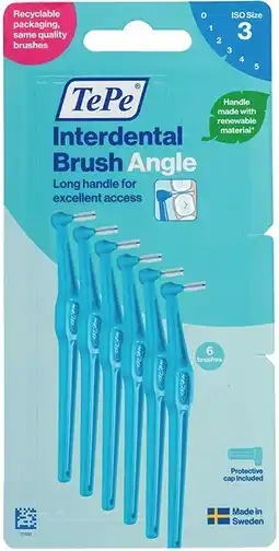 healthylife Tepe Interdental Brush Angle Blue (Iso Size 3) 0.6mm 6 Pack offer