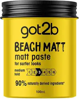 healthylife Schwarzkopf Got2b BeachMatt Matt Paste 100ml offer