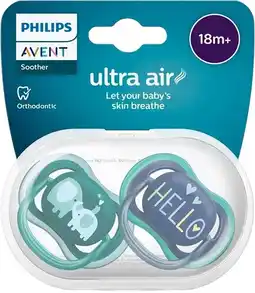 healthylife Avent Ultra Air Soothers 18 Months+ 2 Pack Assorted Colours offer