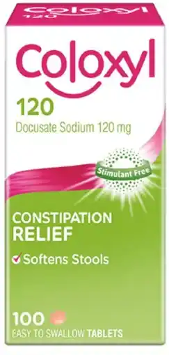 healthylife Coloxyl 120mg Constipation Relief 100 Tablets offer