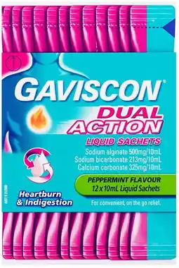 healthylife Gaviscon Dual Action Heartburn Relief Liquid Sachets 12 x 10ml offer