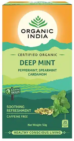 healthylife Organic India India Deep Mint Tea Bags 25 Pack offer