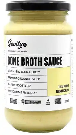 healthylife Gevity Rx Bone Broth Sauce Total Tummy Turmeric Mayo 375ml offer