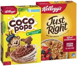 IGA Kellogg’s Coco Pops 375g, Just Right 460g or Crunchy Nut Corn Flakes 380g offer