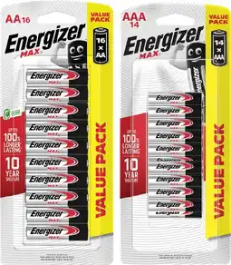 IGA Energizer Max Batteries AA 16 Pack or AAA 14 Pack offer