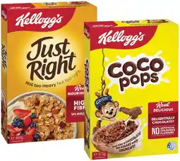 IGA Kellogg’s Cereal Just Right 460g, or Coco Pops 375g or Crunchy Nut Corn Flakes 380g offer