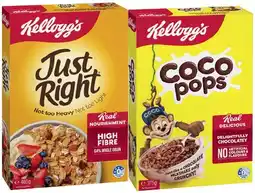 IGA Kellogg’s Cereal Just Right 460g, Coco Pops 375g or Crunchy Nut Corn Flakes 380g offer