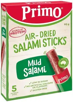 IGA Primo Air‑Dried Salami Sticks 90g Selected Varieties offer