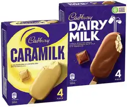 IGA Cadbury Ice Cream Sticks 4 Pack or Minis 6 Pack Selected Varieties offer