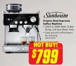 The Good Guys Sunbeam origins classic espresso coffee machine offer