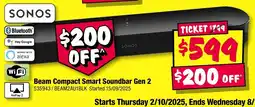 JB Hi-Fi Beam compact smart soundbar gen 2 offer