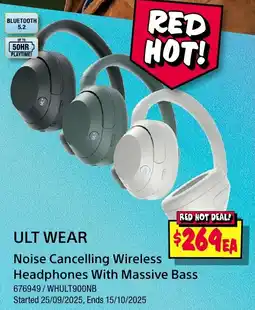 JB Hi-Fi Ult wear noise cancelling wireless headphones with massive bass offer