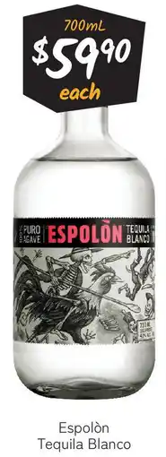 Cellarbrations Espolòn Tequila Blanco offer