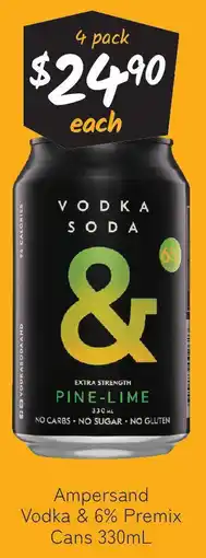 Cellarbrations Ampersand Vodka & 6% Premix Cans offer