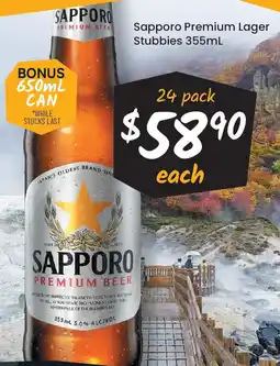 Cellarbrations Sapporo Premium Lager Stubbies offer