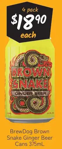 Cellarbrations BrewDog Brown Snake Ginger Beer Cans offer