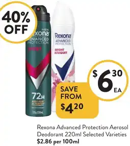 Foodworks Rexona Advanced Protection Aerosol Deodorant offer