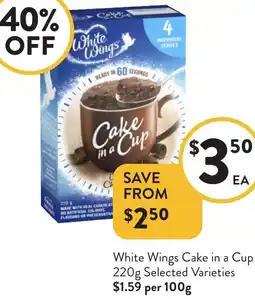 Foodworks White Wings Cake in a Cup offer