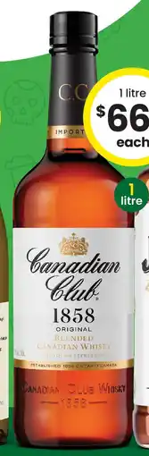 The Bottle O Canadian club whisky 1858- original offer
