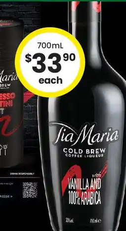 The Bottle O Tia maria cold brew coffee liqueur offer