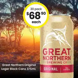 The Bottle O Great northern original lager block cans offer