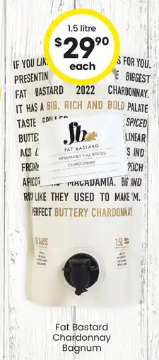 The Bottle O Fat bastard chardonnay bagnum offer