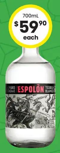 The Bottle O Espolon tequila blanco offer