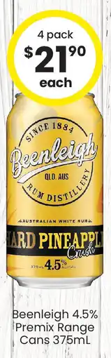 The Bottle O Beenleigh 4.5% premix range cans offer