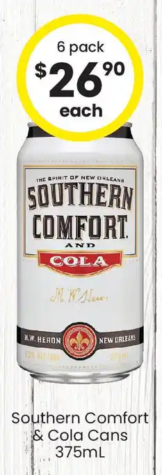 The Bottle O Southern comfort & cola cans offer