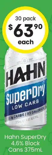 The Bottle O Hahn superdry 4.6% block cans offer