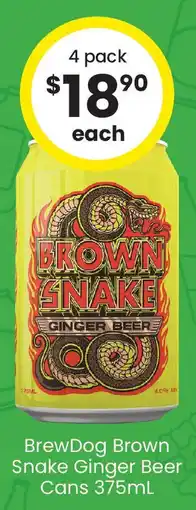The Bottle O Brewdog brown snake ginger beer cans offer