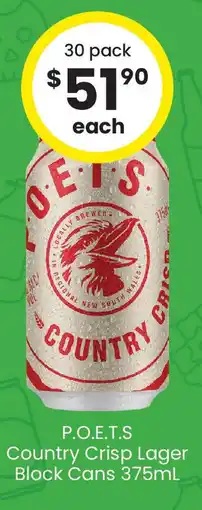 The Bottle O P.o.e.t.s country crisp lager block cans offer