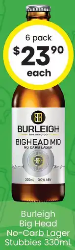 The Bottle O Burleigh big head no-carb lager stubbies offer