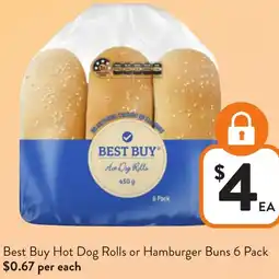 Foodworks Best Buy Hot Dog Rolls or Hamburger Buns offer