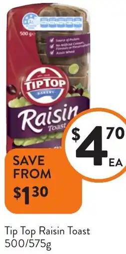 Foodworks Tip Top Raisin Toast offer