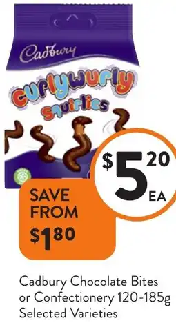Foodworks Cadbury Chocolate Bites or Confectionery offer