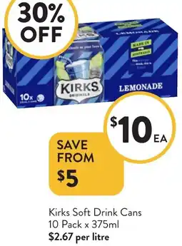 Foodworks Kirks Soft Drink Cans offer