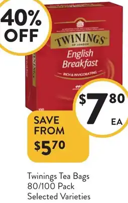 Foodworks Twinings Tea Bags offer