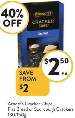 Foodworks Arnott's Cracker Chips, Flat Bread or Sourdough Crackers offer