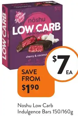 Foodworks Noshu Low Carb Indulgence Bars offer