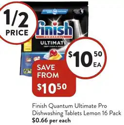 Foodworks Finish Quantum Ultimate Pro Dishwashing Tablets Lemon offer