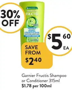 Foodworks Garnier Fructis Shampoo or Conditioner offer