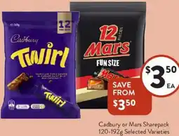 Foodworks Cadbury or Mars Sharepack offer