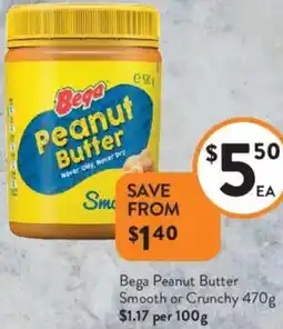 Foodworks Bega Peanut Butter Smooth or Crunchy offer