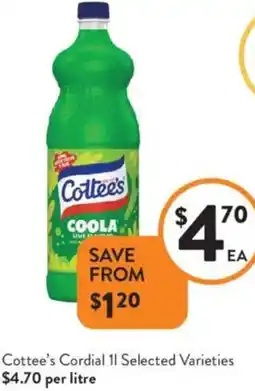 Foodworks Cottee's Cordial offer
